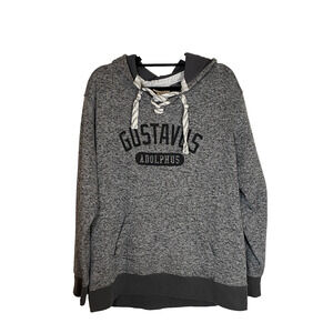 Gustavus Adolphus Hoodie Sz XXL Pullover Sweater Lace-Up Gray Black Heathered
